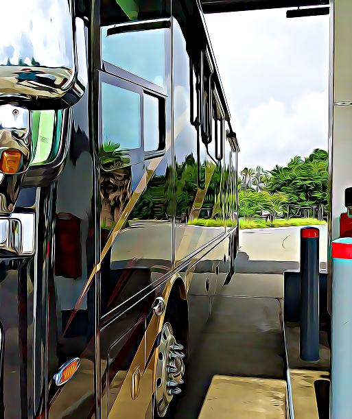 Bus In Gas Station
